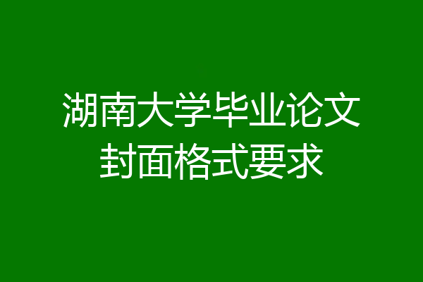湖南大学毕业论文封面格式要求