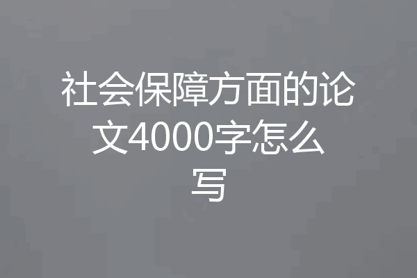 社会保障方面的论文4000字怎么写