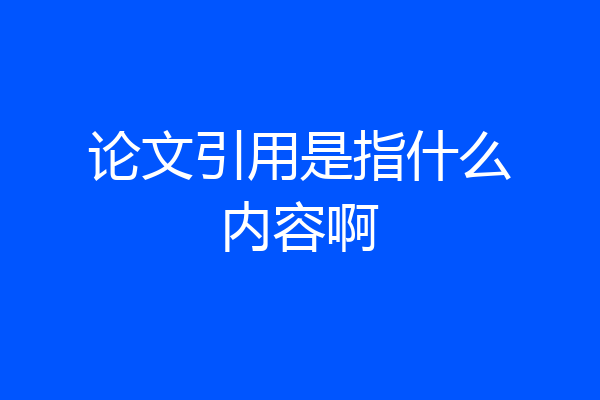论文引用是指什么内容啊
