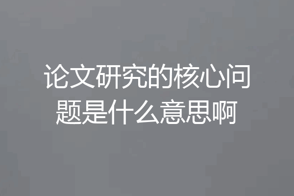 论文研究的核心问题是什么意思啊