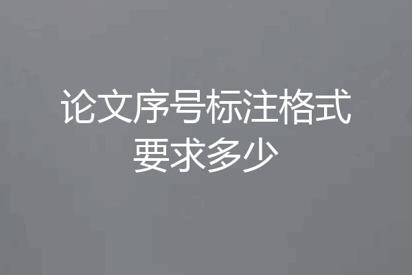 论文序号标注格式要求多少