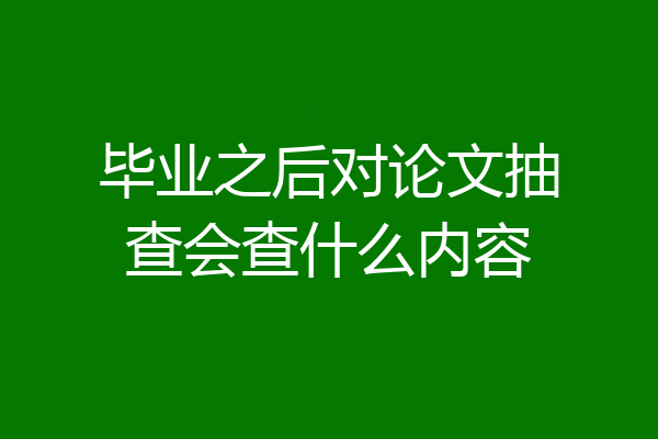 毕业之后对论文抽查会查什么内容