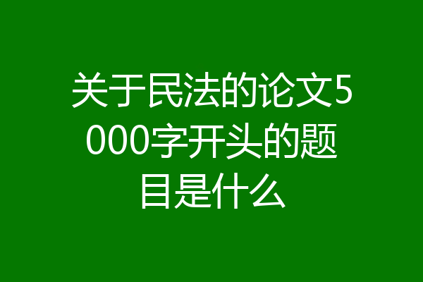 关于民法的论文5000字开头的题目是什么