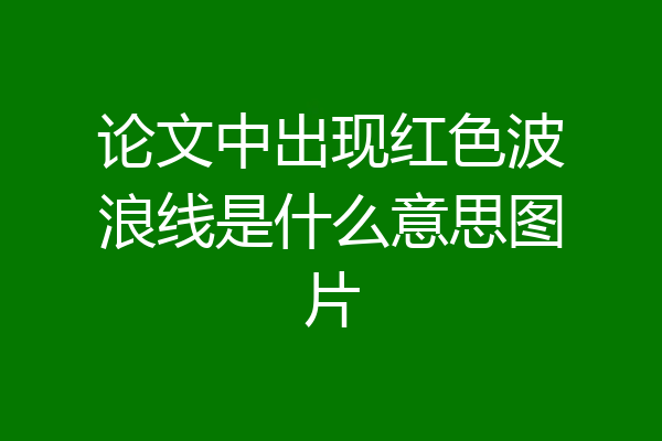 论文中出现红色波浪线是什么意思图片