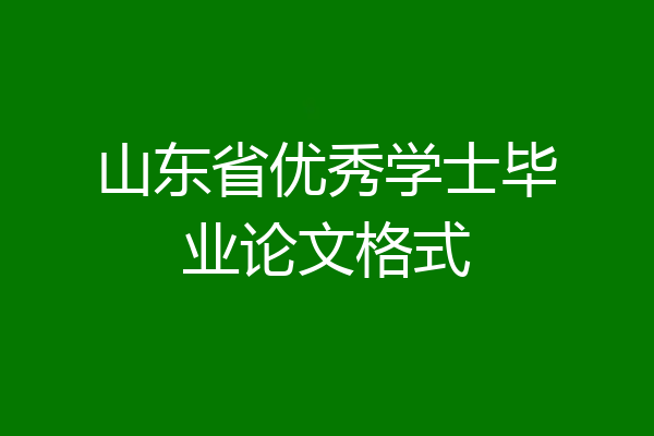 山东省优秀学士毕业论文格式
