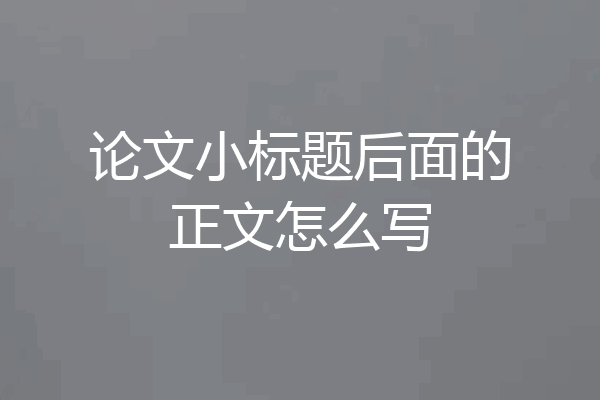 论文小标题后面的正文怎么写