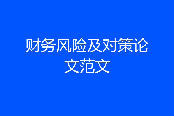 财务风险及对策论文范文