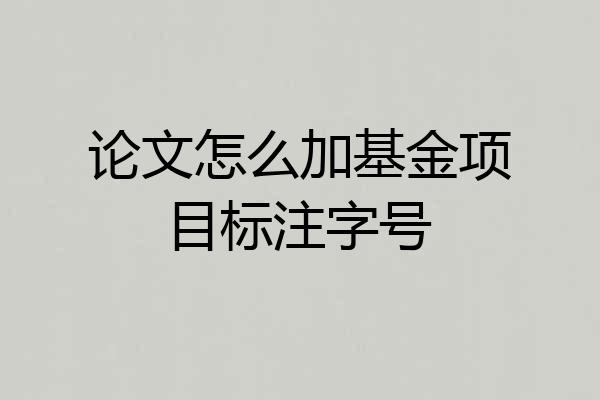 论文怎么加基金项目标注字号