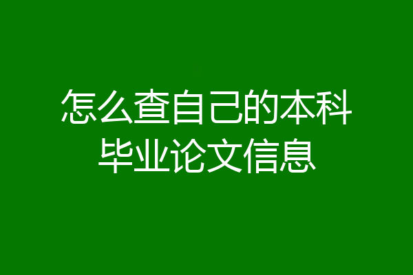 怎么查自己的本科毕业论文信息