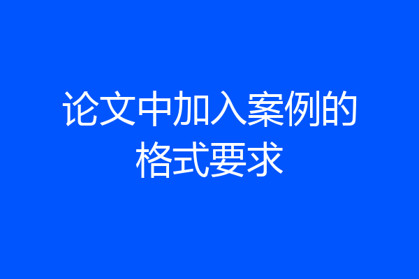 论文中加入案例的格式要求