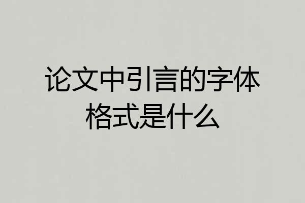 论文中引言的字体格式是什么