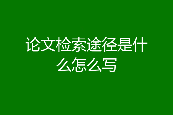 论文检索途径是什么怎么写