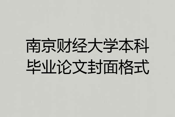 南京财经大学本科毕业论文封面格式