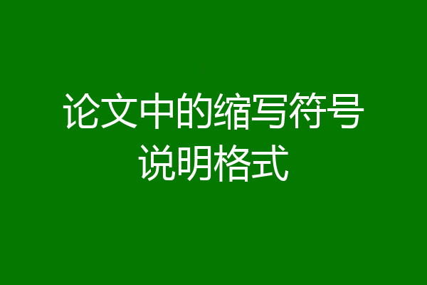 论文中的缩写符号说明格式
