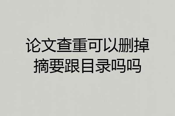 论文查重可以删掉摘要跟目录吗吗