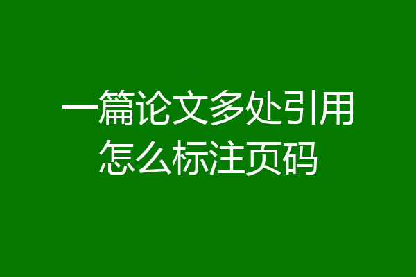 一篇论文多处引用怎么标注页码