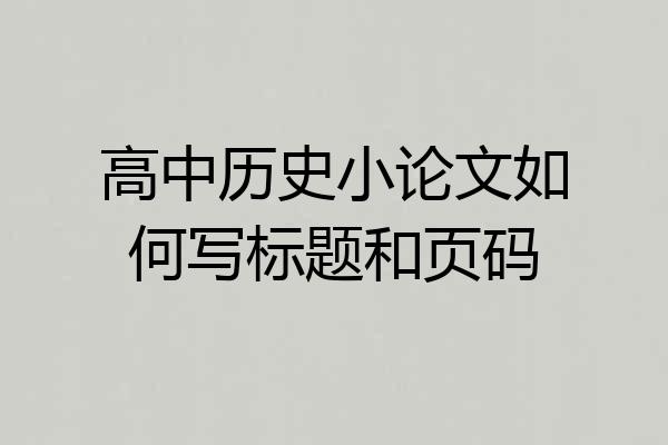 高中历史小论文如何写标题和页码