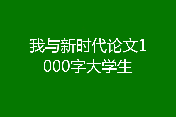 我与新时代论文1000字大学生