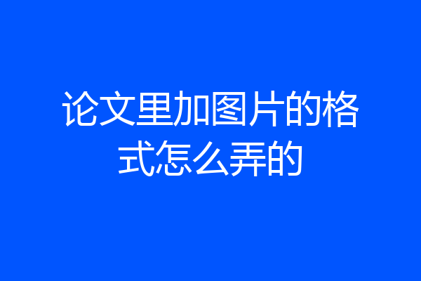 论文里加图片的格式怎么弄的