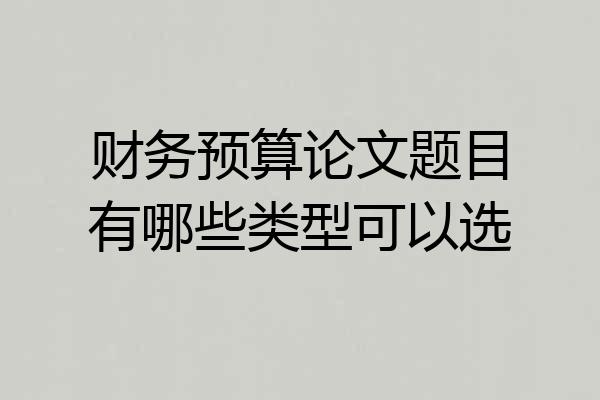 财务预算论文题目有哪些类型可以选