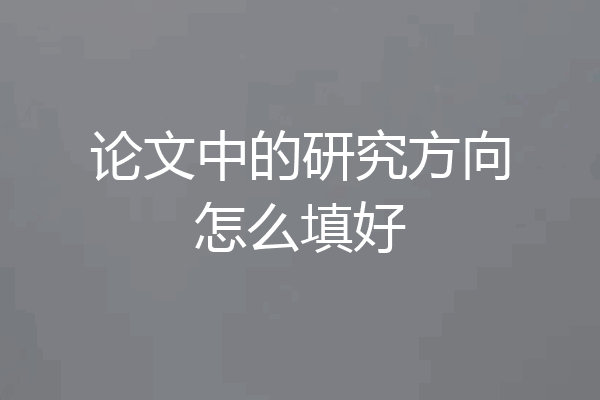 论文中的研究方向怎么填好