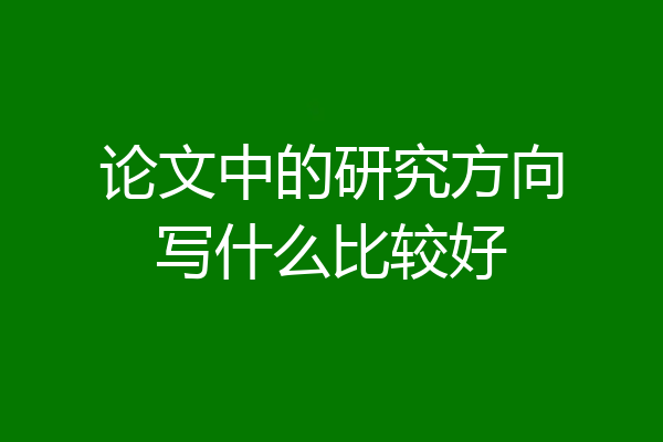 论文中的研究方向写什么比较好