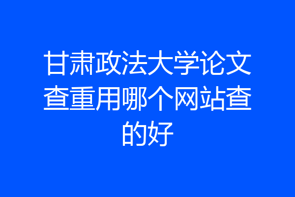 甘肃政法大学论文查重用哪个网站查的好