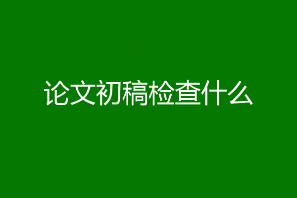 论文初稿检查什么