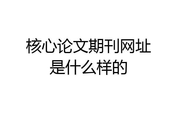 核心论文期刊网址是什么样的