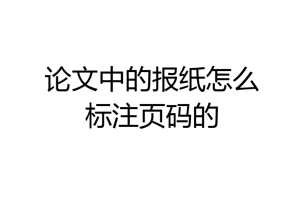 论文中的报纸怎么标注页码的
