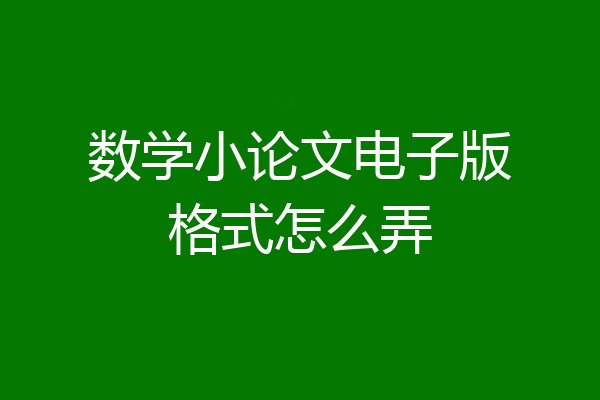 数学小论文电子版格式怎么弄