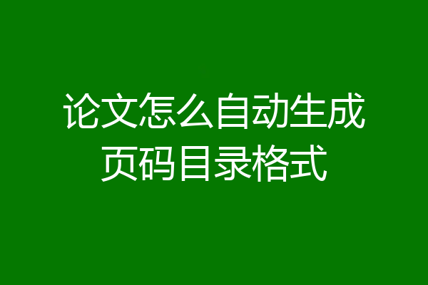 论文怎么自动生成页码目录格式