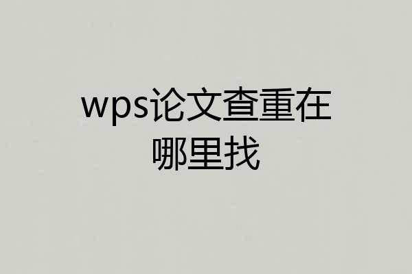 wps论文查重在哪里找
