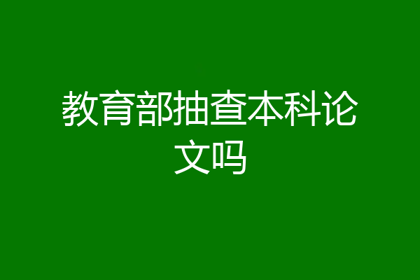教育部抽查本科论文吗