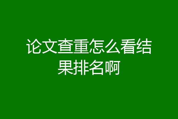 论文查重怎么看结果排名啊