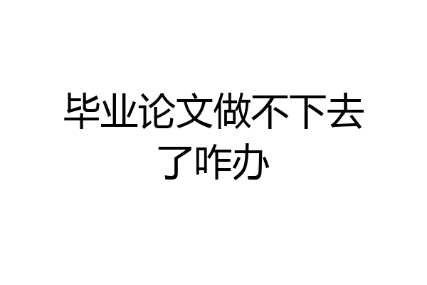 毕业论文做不下去了咋办