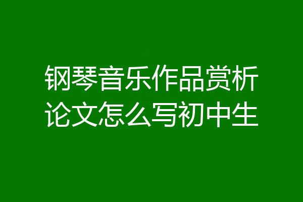 钢琴音乐作品赏析论文怎么写初中生