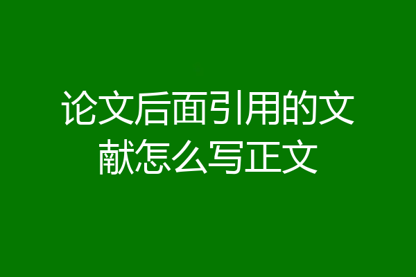 论文后面引用的文献怎么写正文