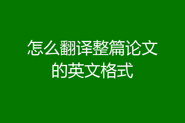 怎么翻译整篇论文的英文格式