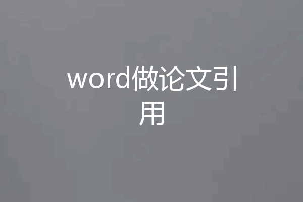 word做论文引用