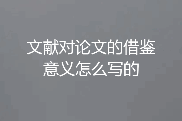 文献对论文的借鉴意义怎么写的