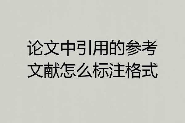 论文中引用的参考文献怎么标注格式