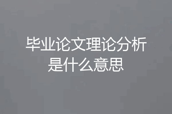 毕业论文理论分析是什么意思