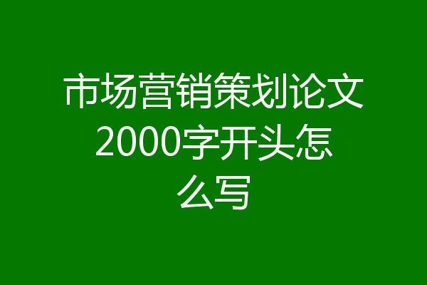 市场营销策划论文2000字开头怎么写