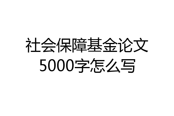 社会保障基金论文5000字怎么写