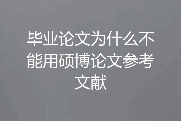 毕业论文为什么不能用硕博论文参考文献