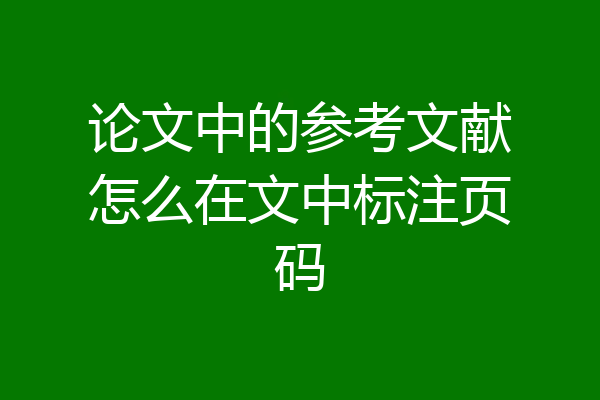 论文中的参考文献怎么在文中标注页码