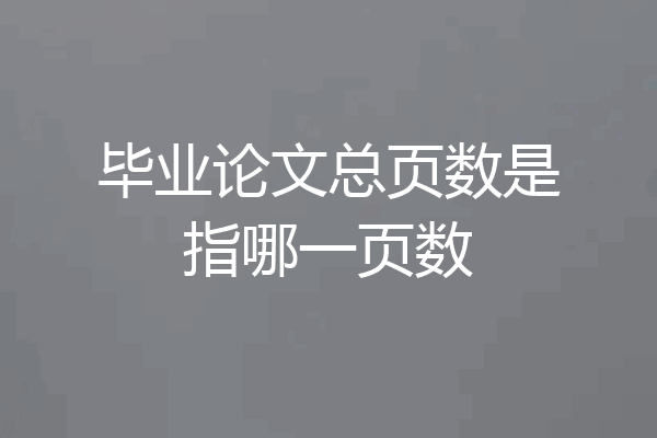毕业论文总页数是指哪一页数