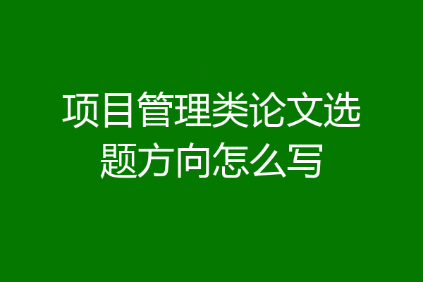 项目管理类论文选题方向怎么写