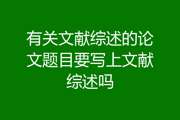 有关文献综述的论文题目要写上文献综述吗